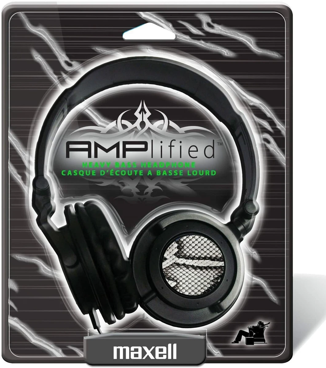 Maxell 190228 Amplified Heavy Bass B W Python Headphones White Band