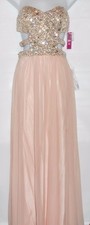 Morgan & Co Junior Sequin & Gemstone Bodice Strapless Chiffon Gown 5/6 NWT