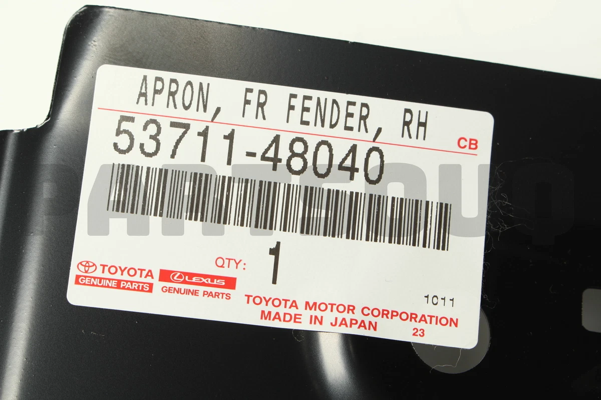 5371148040 Genuine Toyota APRON, FRONT FENDER, FRONT RH 53711 