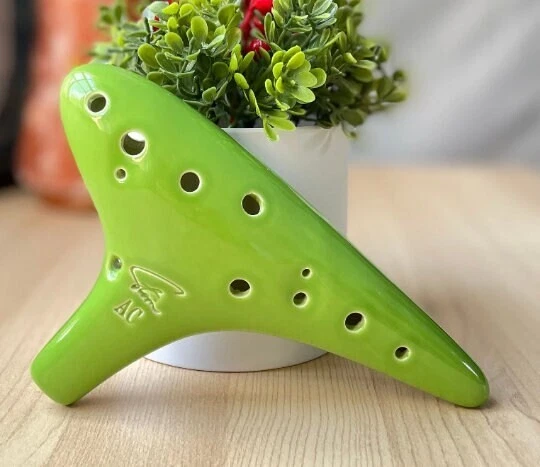 Focalink Alto C 12 Hole Green Ceramic Ocarina Easy to Learn and
