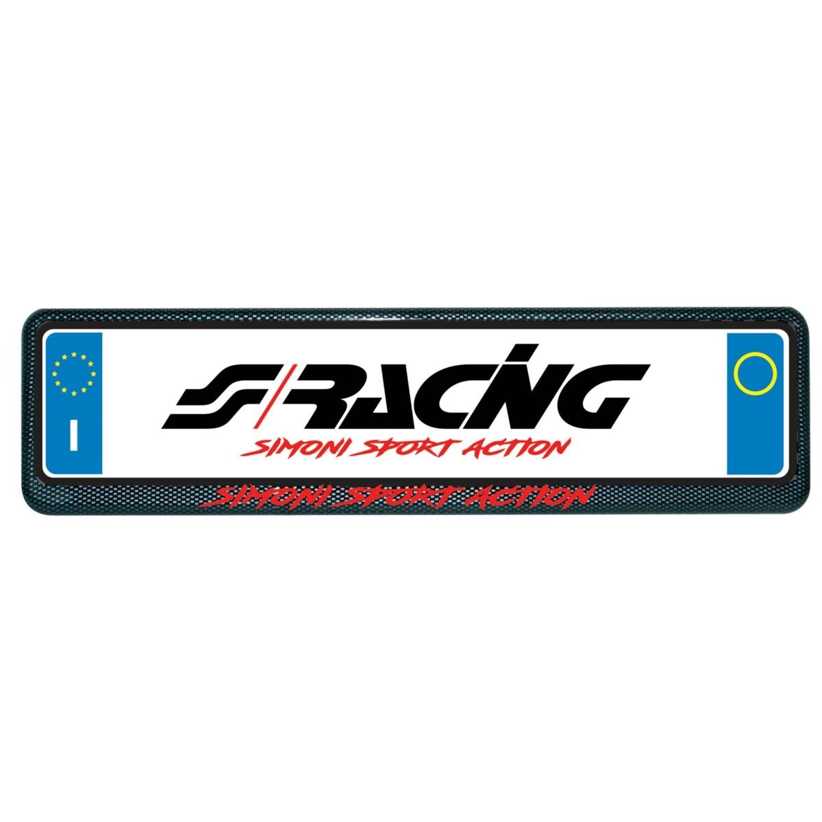 Portatarga Auto Carbon Look Posteriore Sistema Antifurto 53x14cm Simoni Racing