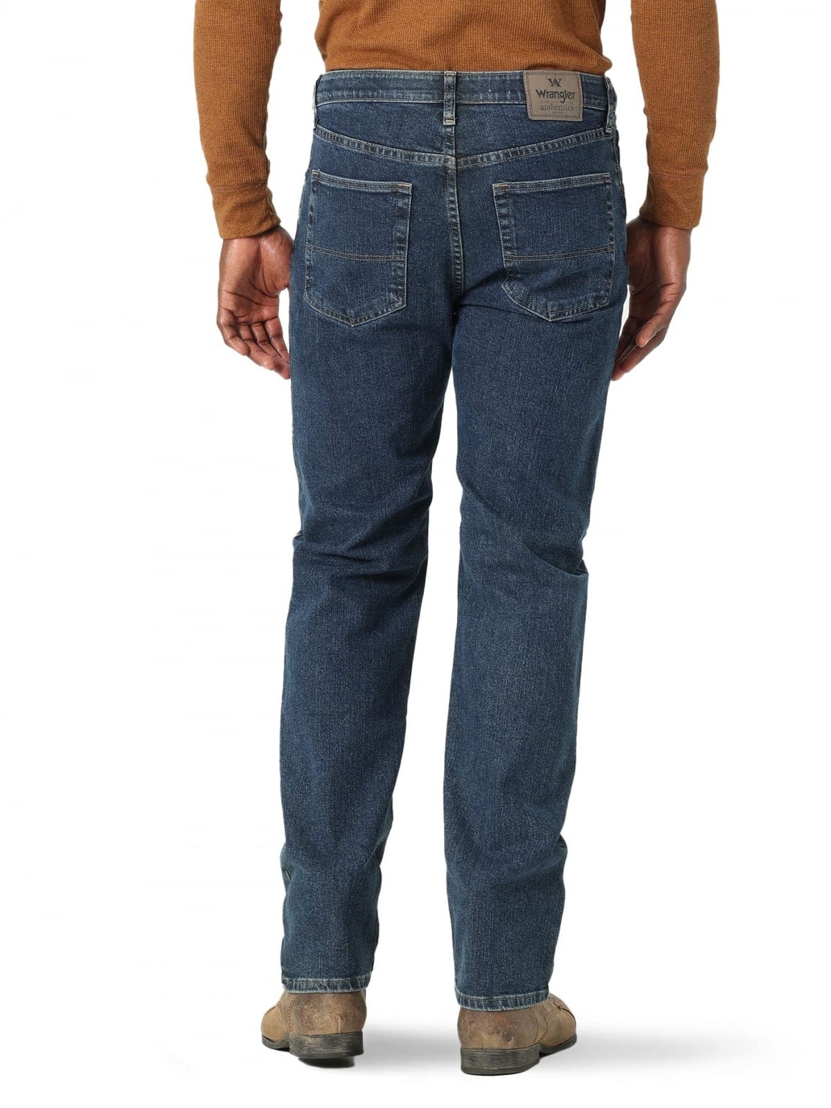 Wrangler Auth. Mens Regular Fit Comfort Flex Waist Jean Dark Stonewash 40W x 32L