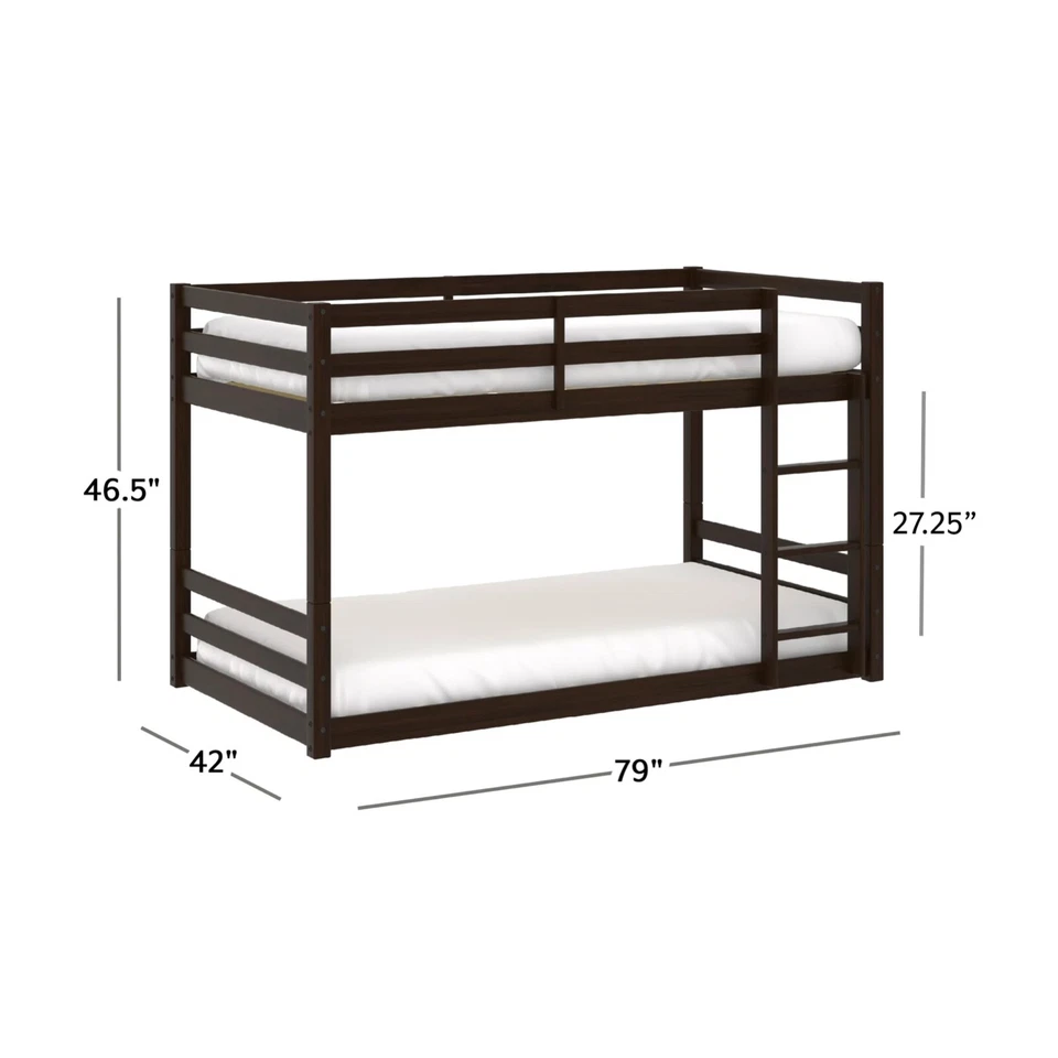 Litera convertible Campbell Wood Twin Over Twin Floor, rosa claro Foto 3 de 3