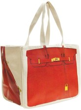 Red Handbag Purse Thursday Friday Canvas Tote Bag White Double Handle Traveling