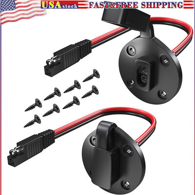 SAE Power Socket Sidewall Port 2 Pack Weatherproof Flush Mount Connector