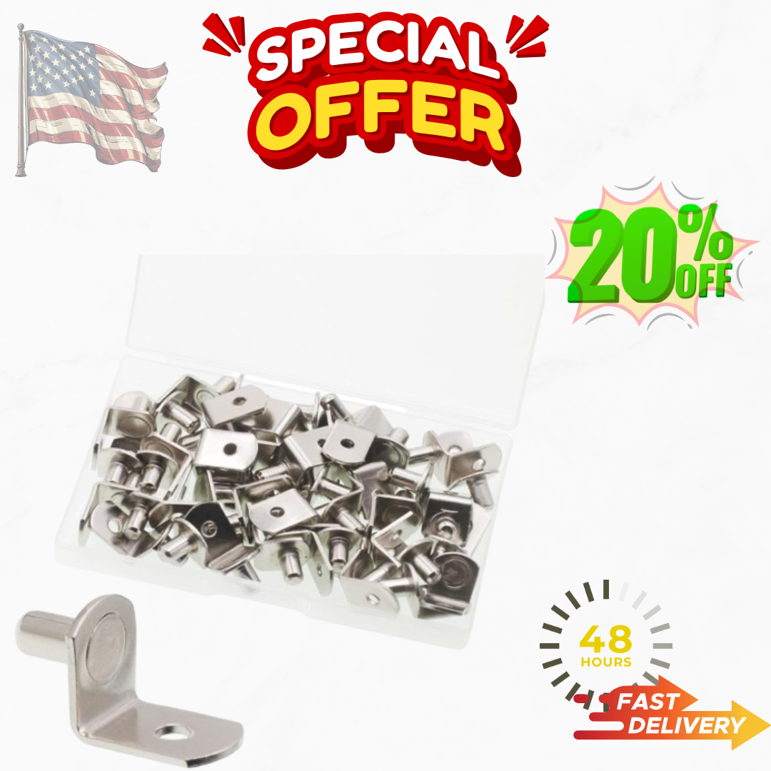 Shelf Support Pegs 50 Pcs 5mm Cabinet Shelf Bracket Pegs with Hole Durable Clips-image