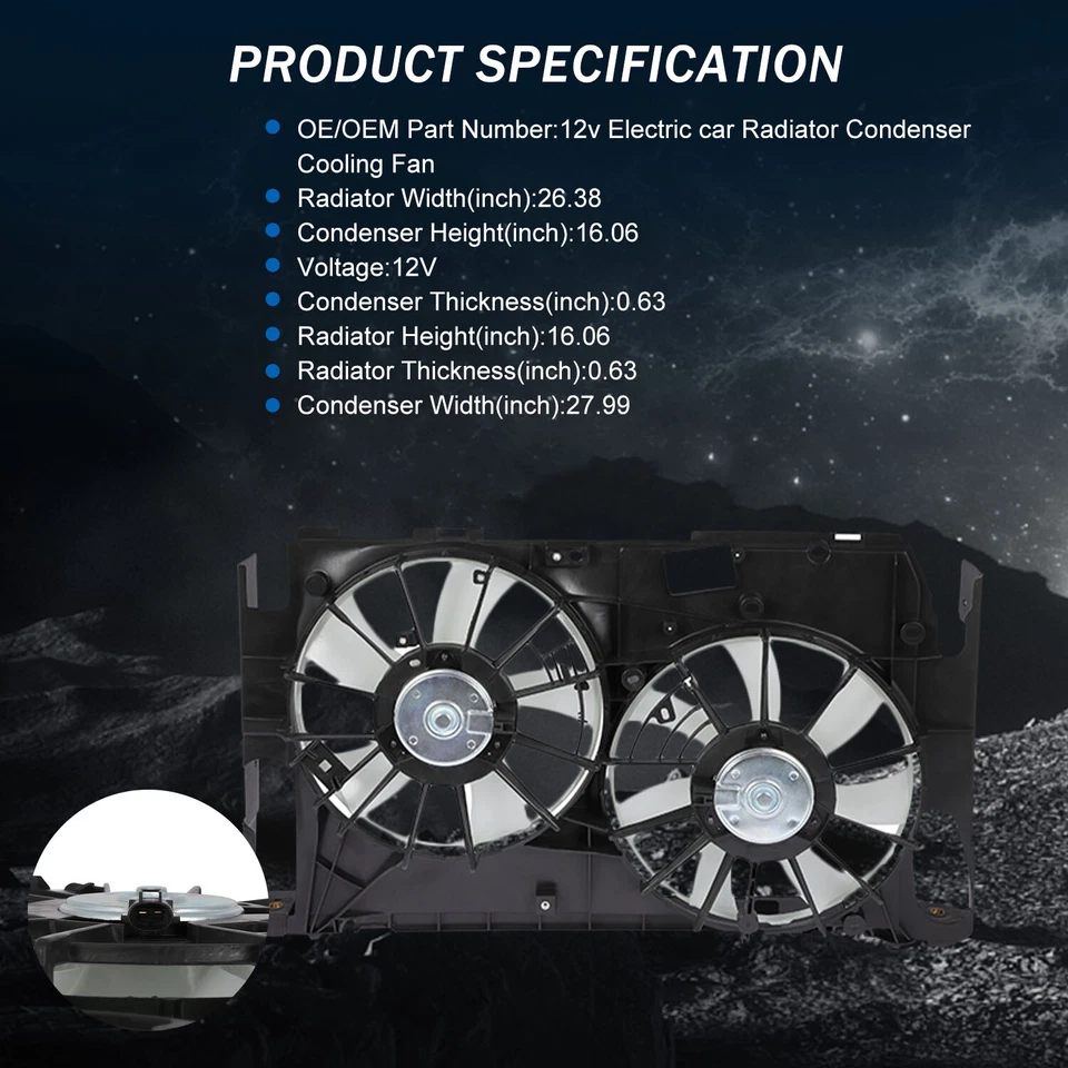 Electric Radiator Condenser Cooling Fan Kit For 2006 2007 2008-2012 Toyota RAV4 - Image 3 of 4