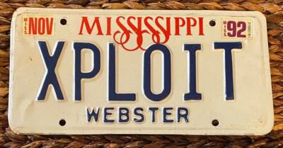 Mississippi VANITY License Plate EXPLOIT (XPLOIT)