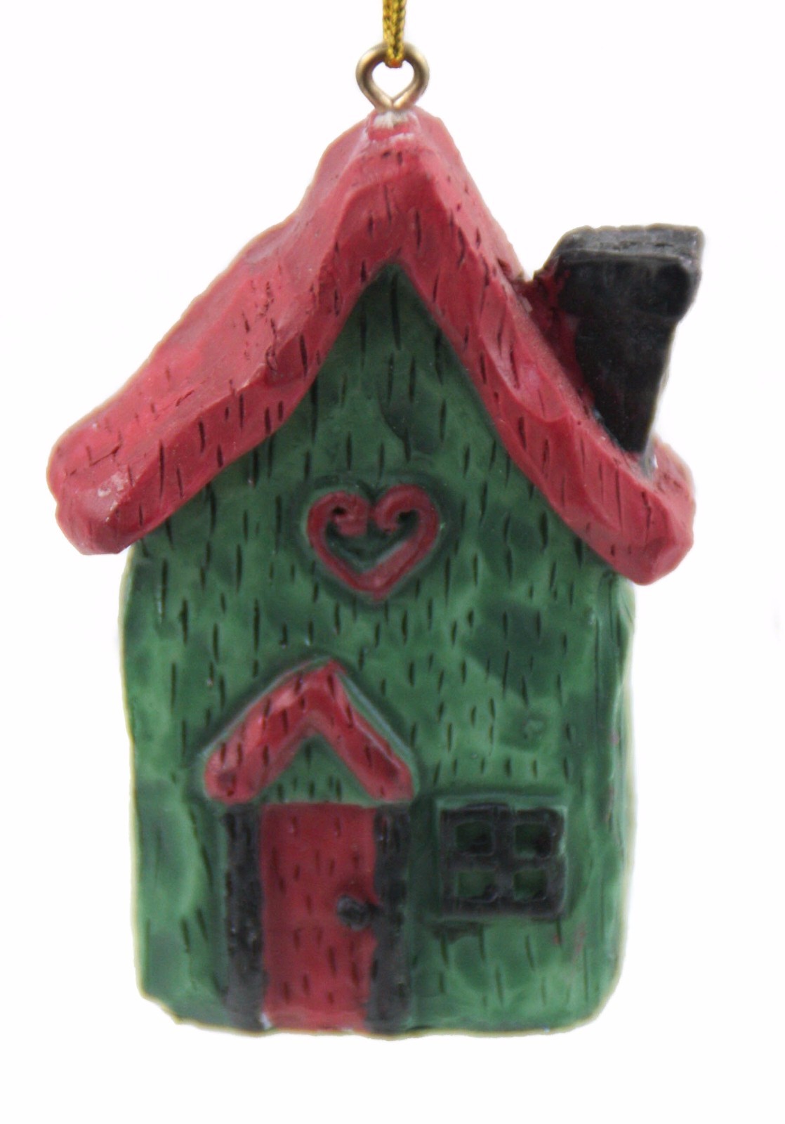 Green Red Ceramic House Christmas Ornament Holiday Decoration