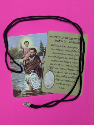 Silver Rhodium-plated Saint Christopher BOYS BASEBALL Medal - card & necklace