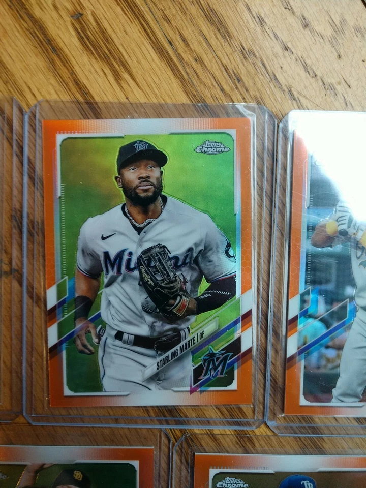 Lot (6) 2021 Topps Chrome /25  Orange Refractor Eric Hosmer Blake Snell Brinson Foto 3 de 4