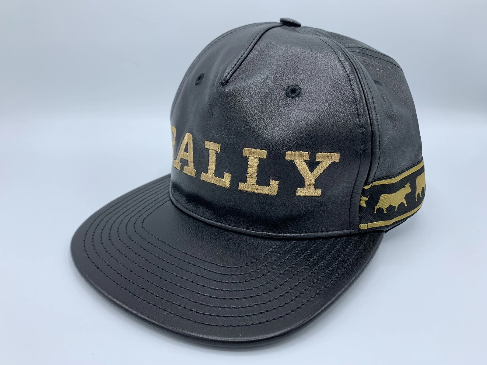 Bally Animals Black Lambskin Adjustable Cap Size Medium 57, Made in Italy
