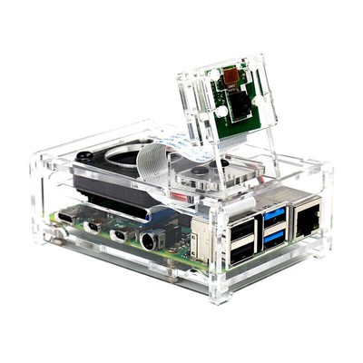 For Raspberry Pi 4 Model B Clear Acrylic 3.5'' inch Enclosure Case w/Cooling Fan