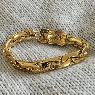 Vintage Givenchy Gold Tone Flat C Chain Link Bracelet 7 1/2” Hook