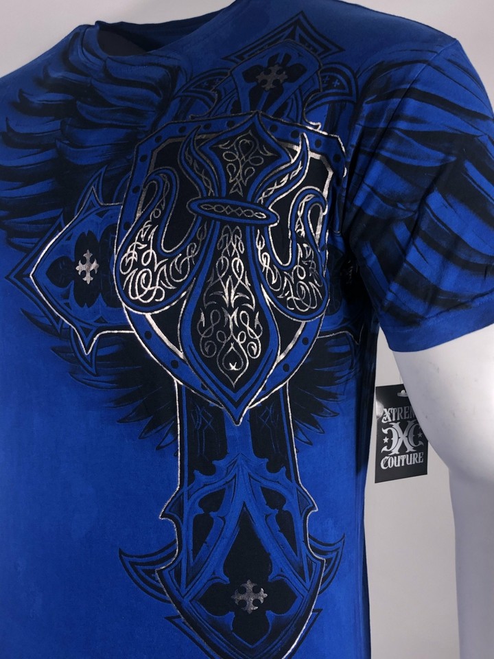 T-shirt Uomo Xtreme Couture Affliction LOCKDOWN Marrone Tatuaggio Biker S-5XL $40 - Foto 6