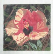 HP Designs needlepoint handpainted canvas HIBISCUS flower floral 5"x5" 18mesh