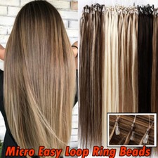 Micro Loop Ring Beads Tips 100 Remy Human Hair Extensions Thick Highlight ASP