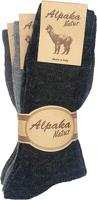 Calze HENKi 3 Paia Di Calzini In Alpaca 95% Lana PREMIUM, Uomo Donna Set 3 Paia