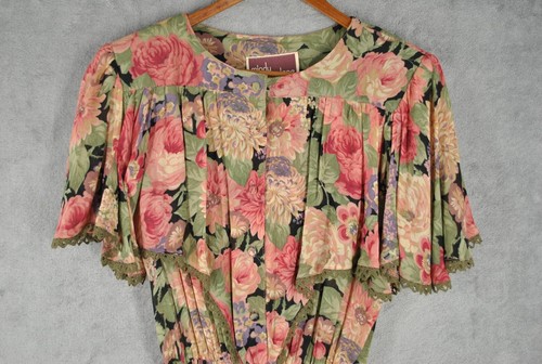 Vintage Mindy Malone Dress Size 10 Floral Modest Church Midi Grandmacore 90s - Picture 3 of 20