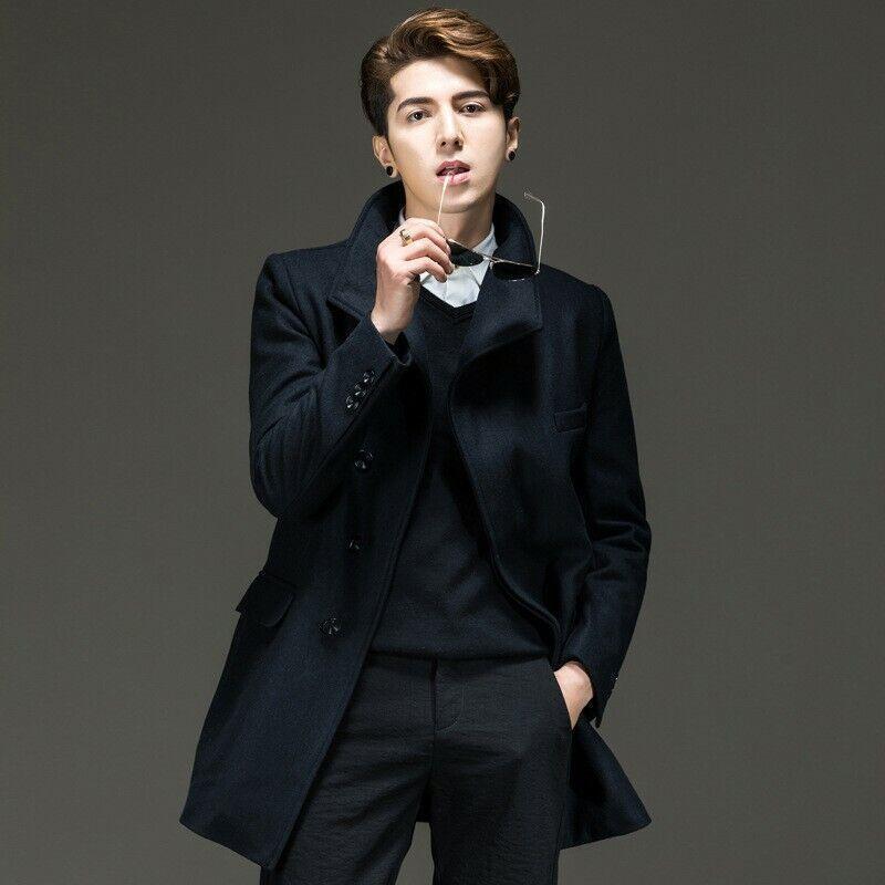 Men's Peacoat Lavnis Men's Winter Wool Coats Slim Fit Single