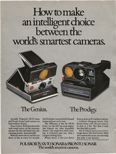 Vintage Print Ad Polaroid SX-70 Sonar  Pronto Sonar Cameras - Jan 1980 11"x8"