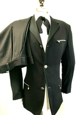 ISTANTE Mens Tuxedo MADE IN ITALY 36R 3 BUTTON Black WOOL 1 PLEAT