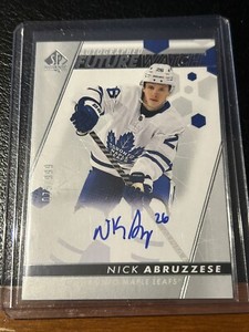 Nick Abruzzese 2022-23 SP Authentic Future Watch Auto /999 Toronto Maple Leafs