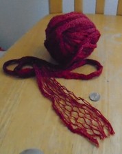1 Ball of RUFFLE YARN Ruby, Red Burgundy with glitter 3.58 oz 101 Grams
