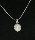 Sterling Silver Small St.Jude Medallion Necklace With 20” Silver Box Chain