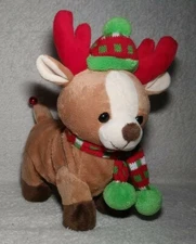 Cuddle Barn Rock Roll Reindeer Walking Dancing Musical Christmas Bell Hat Scarf 