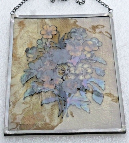 Bleiverglasung Fensterbild Bernhardt Glasmalerei "Strauß mit Stiefmütterchen"    - Bild 8 von 8