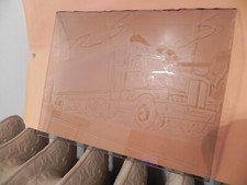 Hand Crafted Tractor Trailer 18-Wheeler Etched Glass