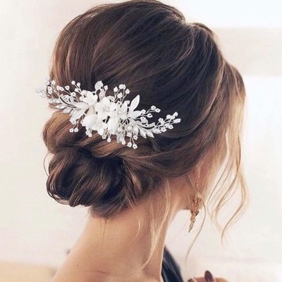 Olbye Wedding Hair Comb Rhinestone Silver Bridal Hair Pieces Flower Crystal P...