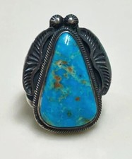 Collectible Harry Morgan Native American Blue Gem Turquoise Ring