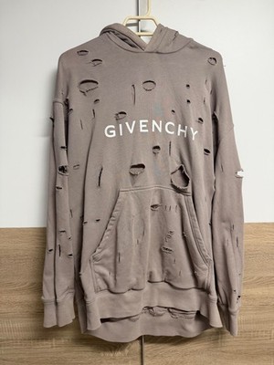 Givenchy Distressed Logo Oversized Hoodie XS BEIGE MEN