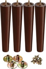 Wooden Chair Table Legs Set of 4 Replacement Furniture Feet with Screws - 25CM