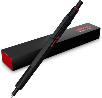 rOtring 600 Gel Pen, Black Metal Body Pen, Black Ink, 0.55mm, Non-Slip Knurled