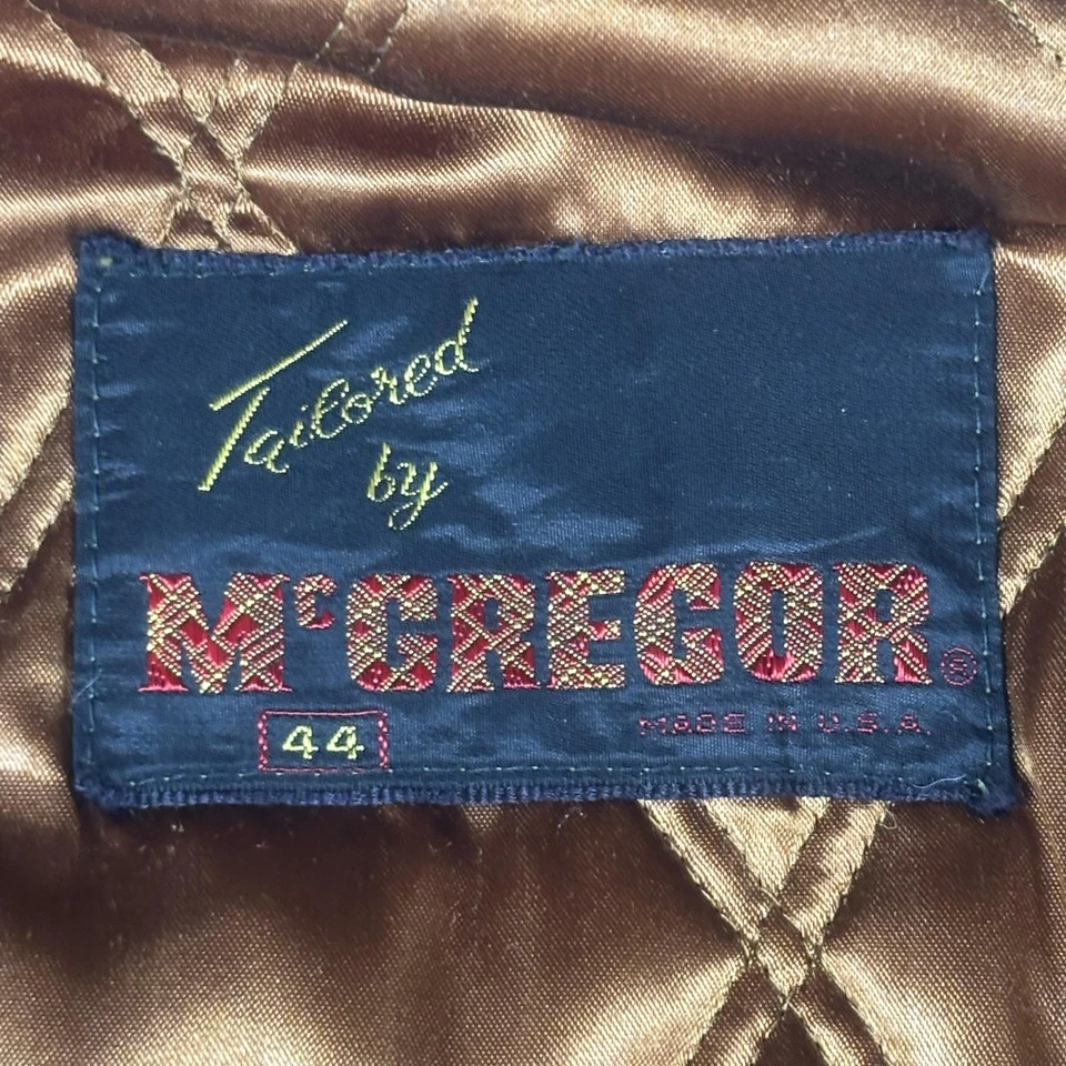Vintage McGregor Jacket Mens 44 Brown Wool Tweed Car Coat Fur Lined Made USA 60s - Image 4 of 4