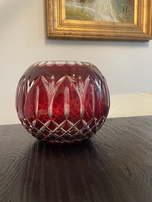 Vintage Bohemian Ruby Red 4' Cut to Clear Crystal Bowl 