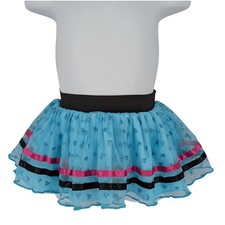 Tulle Tutu Skirt 12M Blue Glitter Heart Ribbon Trim Dance Party