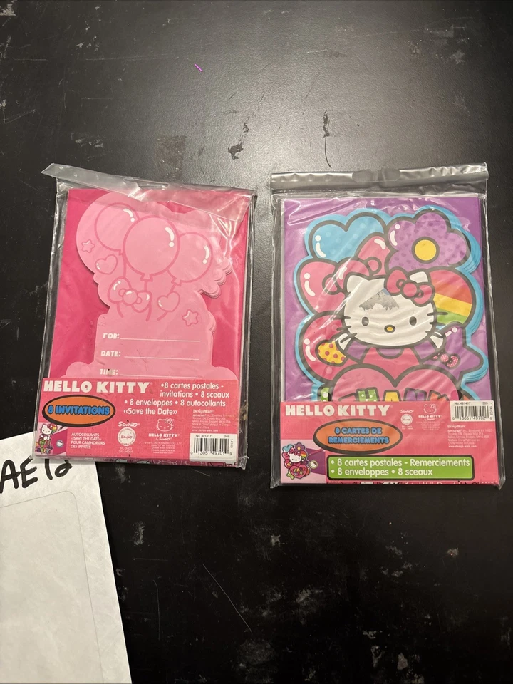 Hello Kitty Invitations & Thank You Postcards With Envelopes and Seals 16 New - Image 2 of 2