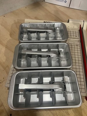 LOT OF 3 VINTAGE Aluminum Ice Cube  Tray & Insert 15 cube,