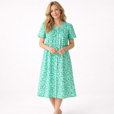 Lati Fashion Floral Nightgown Size L Housecoat VTG Snap Front Duster Cottagecore