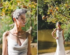 Art Deco style Vera Wang silk sheath wedding dress, size 4
