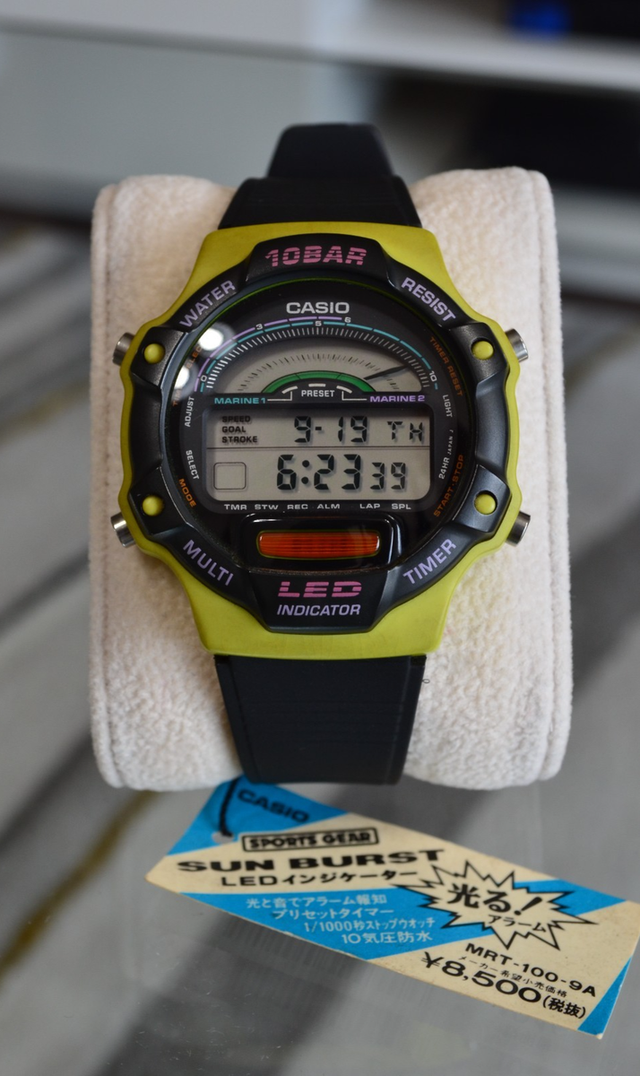 CASIO MRT-100 VINTAGE MARINE TIMER NOS DIGITAL WATCH LED INDICATOR