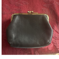 Rolf  s Black Leather Coin Purse Kiss Lock Closure Everyday. Vintage