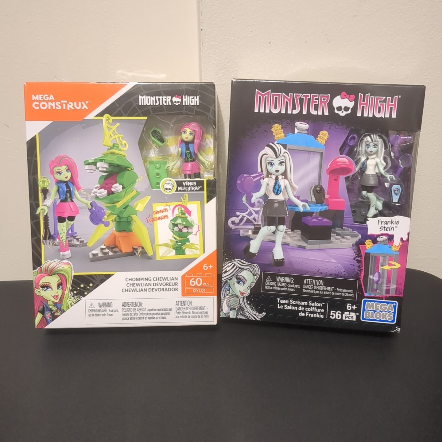 Mega Bloks Monster High Frankie Stein Teen Scream & Venus Chomping - 2 Sets NEW