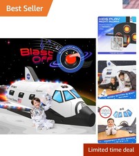 Immersive Space Adventure Tent with LED Lights   Inflatable Rocket Ship for Kids