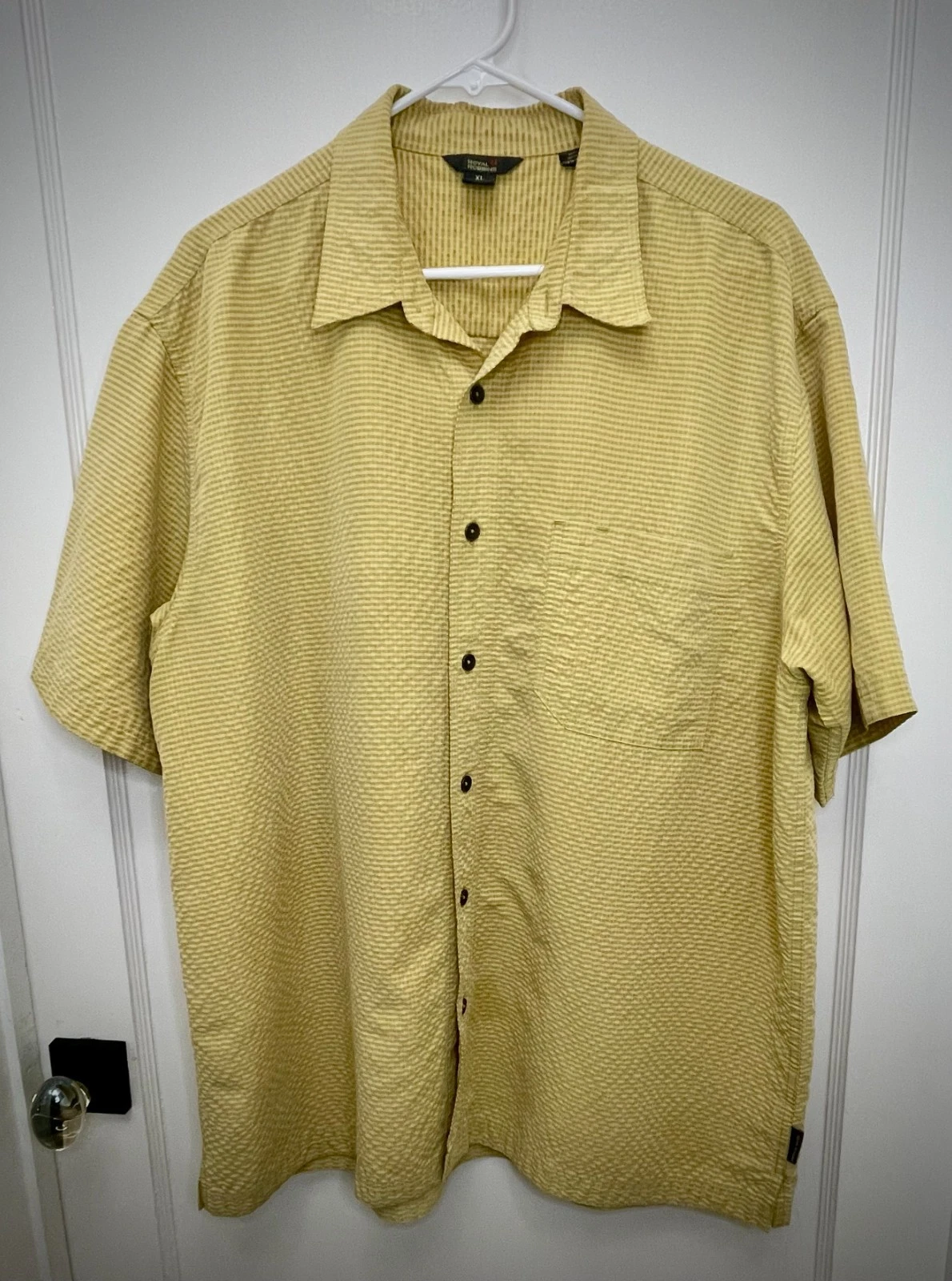 Royal Robbins Relaxed Fit Mens Short Sleeve Yellow Check XL Button Up Hike