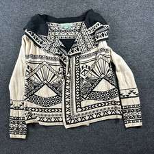Flying Tomato Tan Aztec Print Open Front Cardigan Sweater Women SM Southwestern